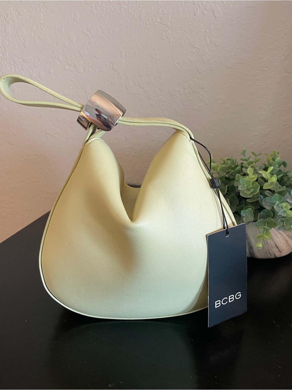 BCBG Pale Yellow Purse with Silver Accent - NWT